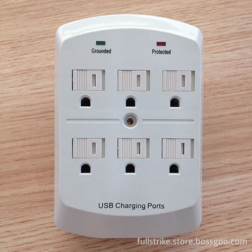 USB Wall Plate with 2 USB Ports and 6 Outlets, Surge Current Protetcion